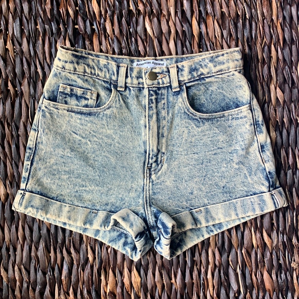 AMERICAN APPAREL acid wash high-waisted shorts